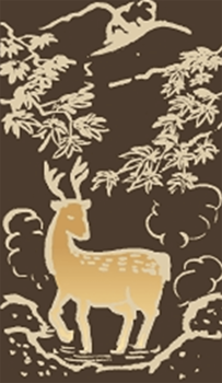 温泉で傷を治しているシカの絵